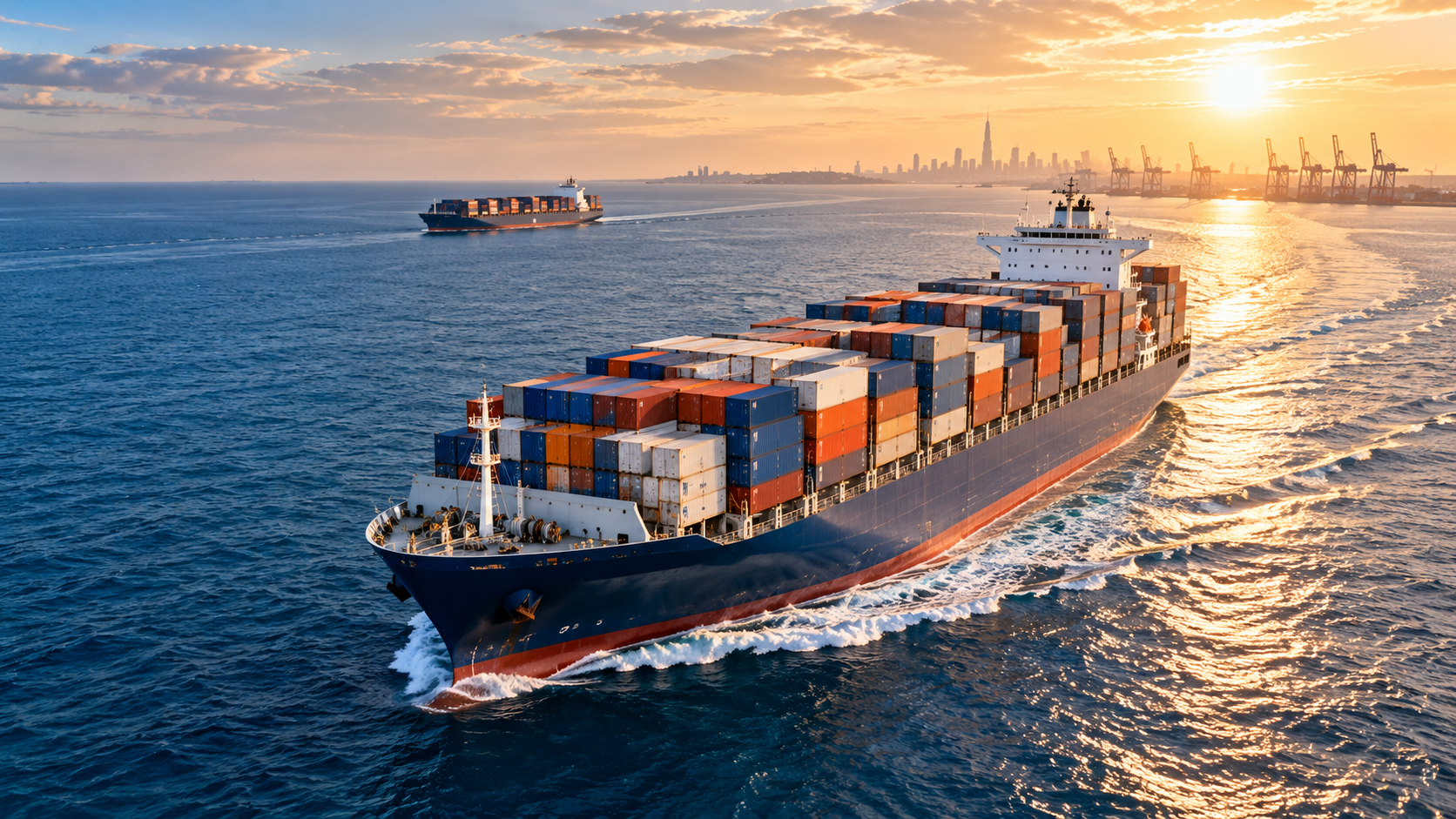 Container ship at sea