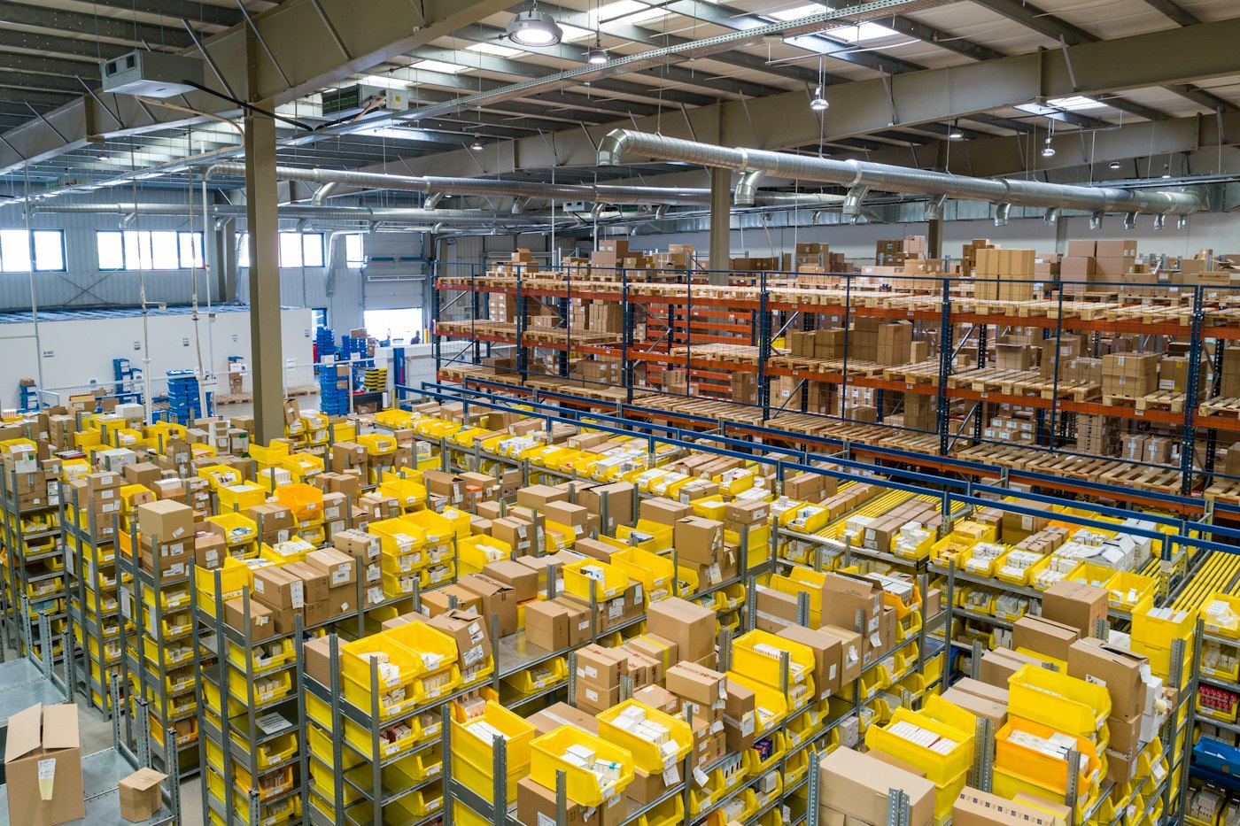 Parcels sorted at a hub